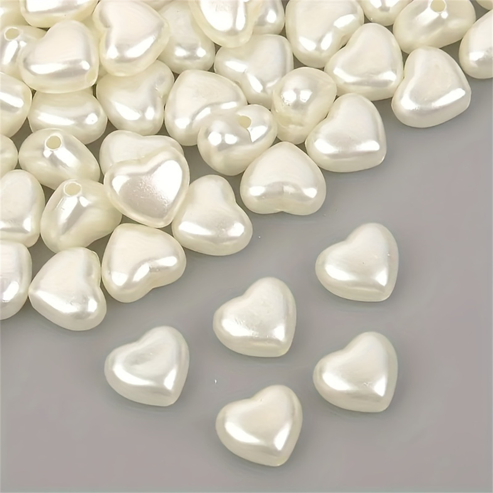 Daith Heart Ring - 8mm 50pcs White Acrylic Heart-Shaped Beads