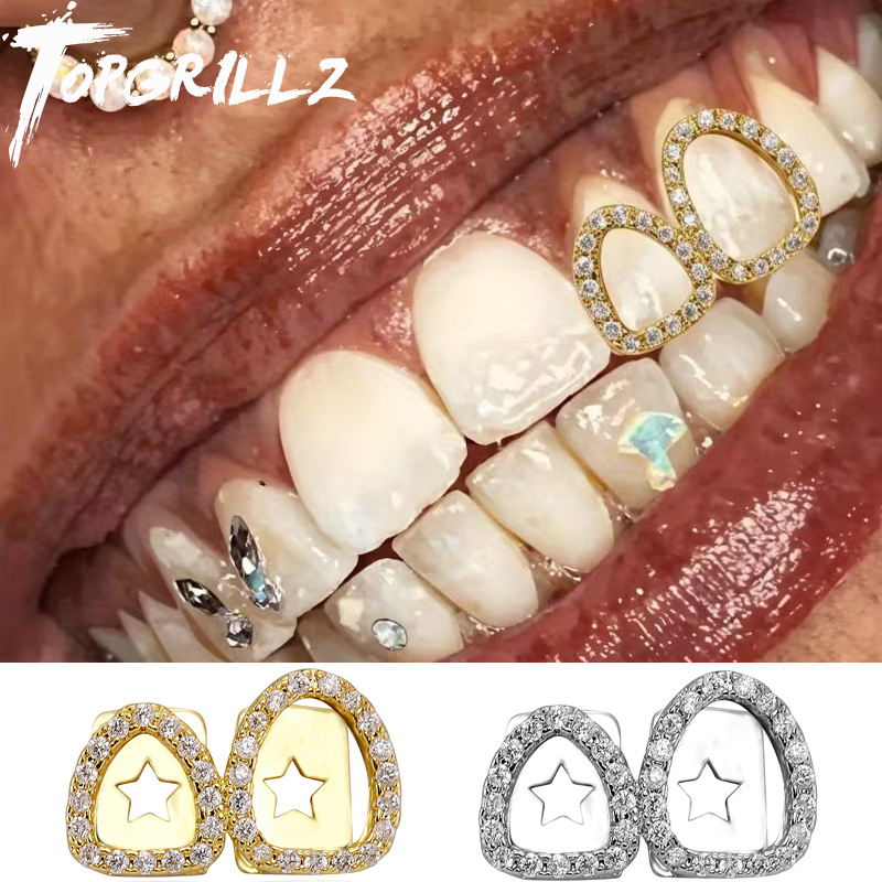 Body Jewelry For Men - TOPGRILLZ Iced Out Double Hollow Shiny