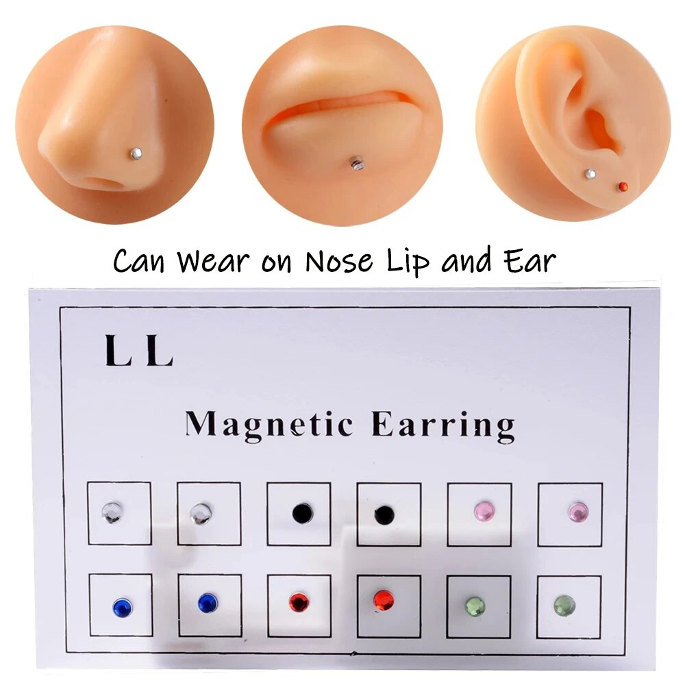 Body Jewelry Ear Piercing - 12PCS/Card Fake Cheater Non Pierced Magnet