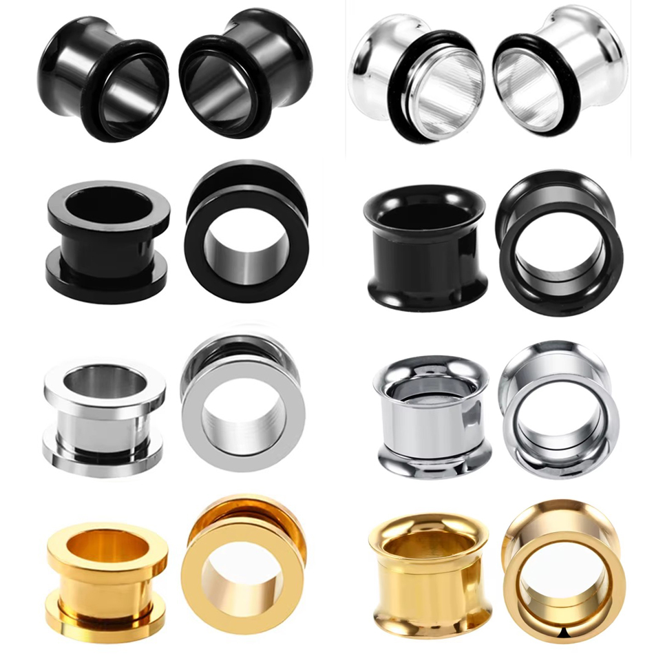 Body Jewelry Ear Plugs - 1Pair Stainless Steel Ear Plugs Tunnels
