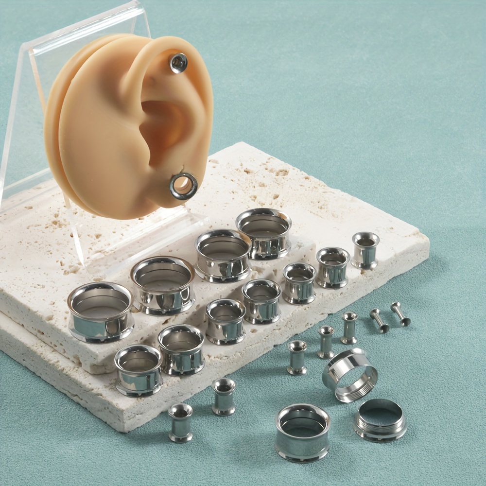 Body Jewelry Ear Plugs - 1 Pair/12 Pairs Set Stainless Steel