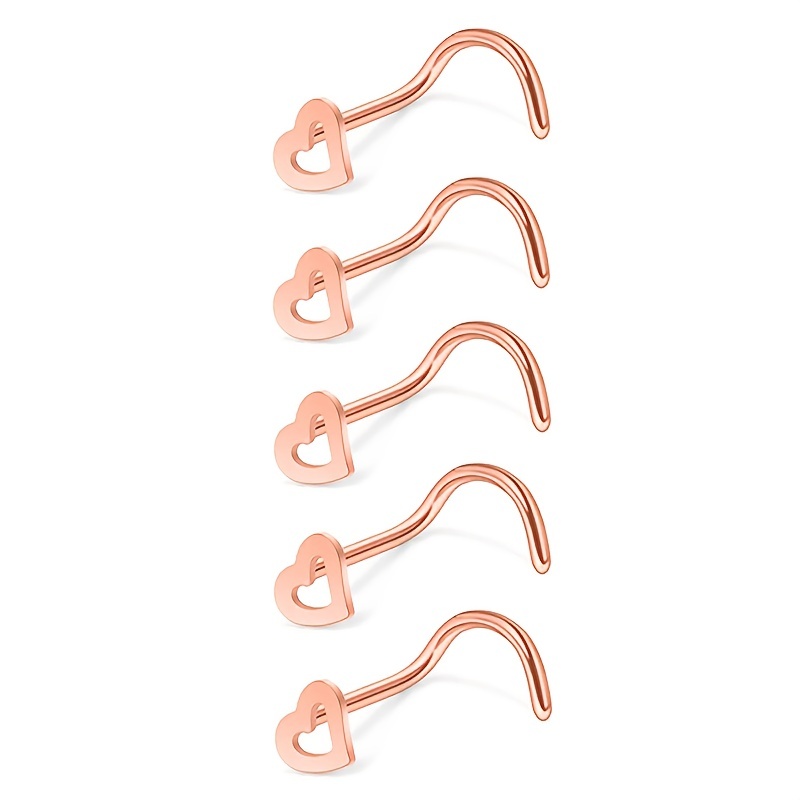 5pcs Hollow Heart Nose Stud Se - Nostril Screw Pin recension och pris