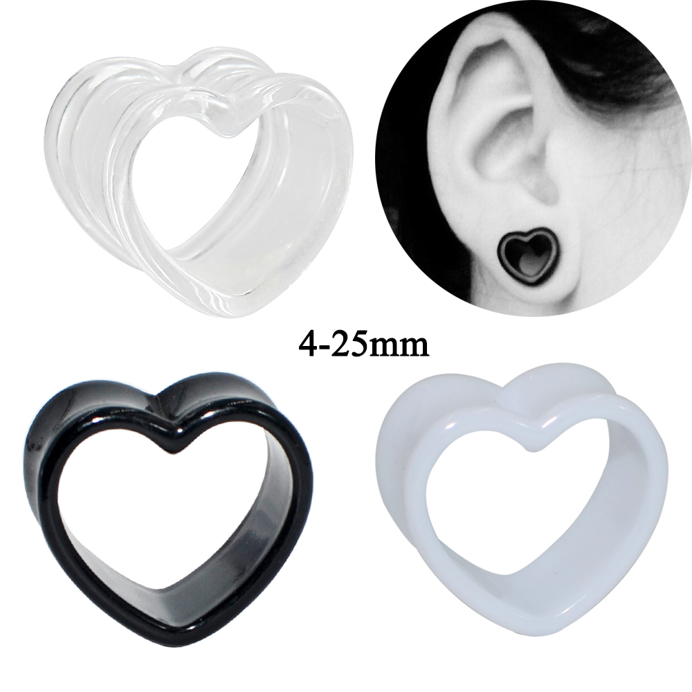 Acrylic Love Black White Heart - Body Jewelry Gauges recension och pris