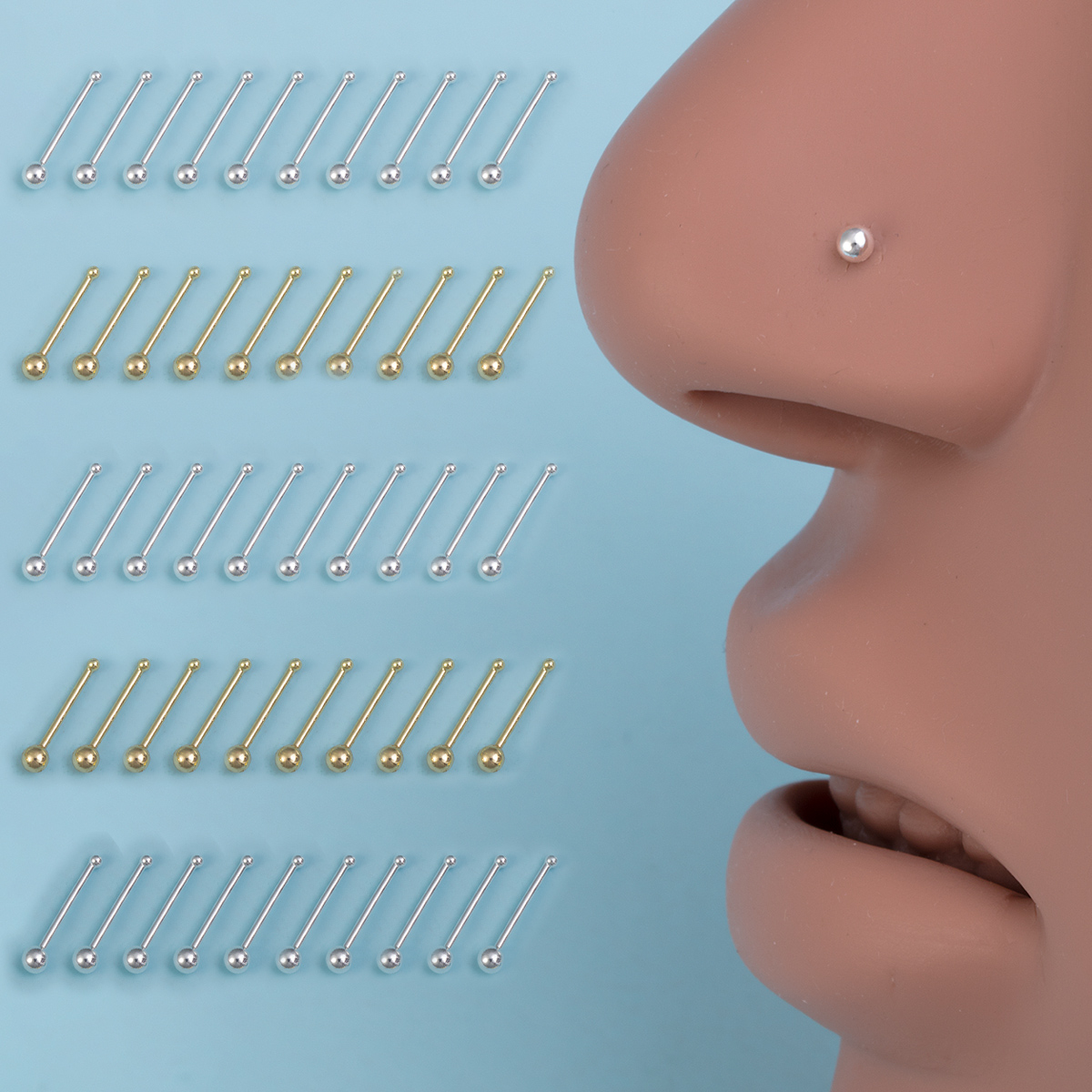 10pcs Nose Stud Rings Cartilag - Nostril Screw Pin recension och pris