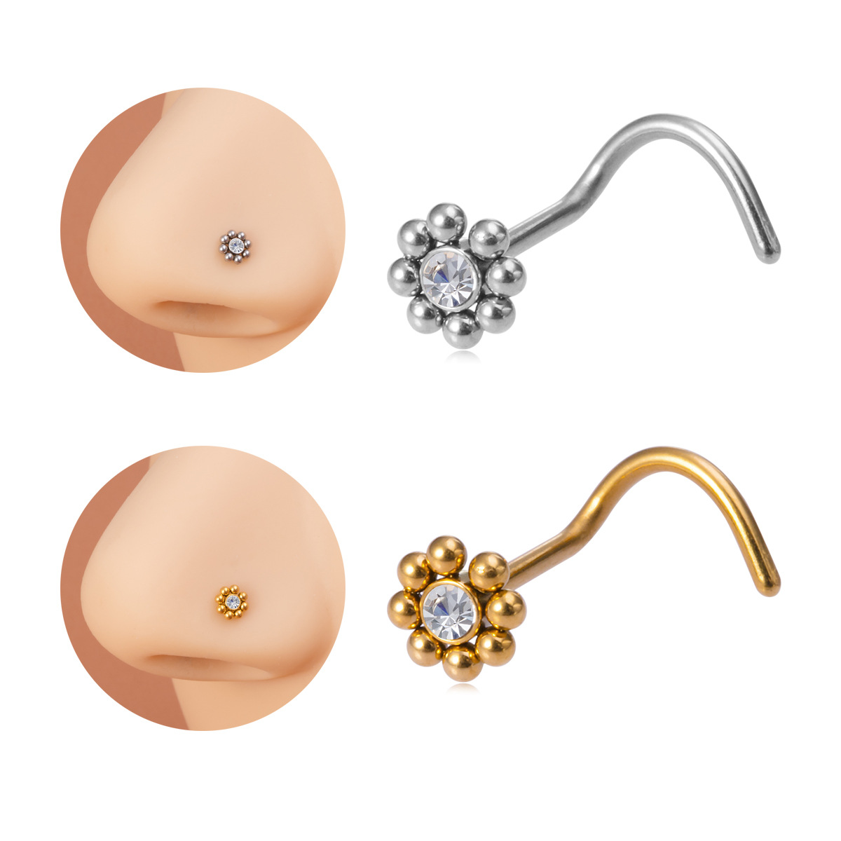 1pc of Flower-Shaped Screw Nos - Nostril Screw Pin recension och pris