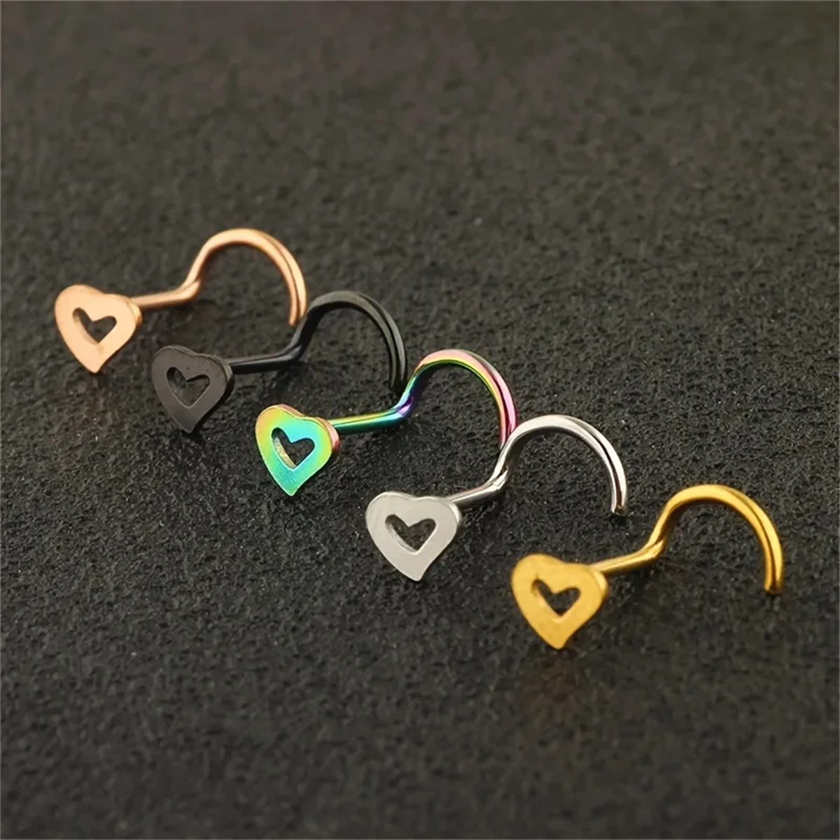 5pcs Fashion Hollow Heart Stai - Nostril Screw Pin recension och pris