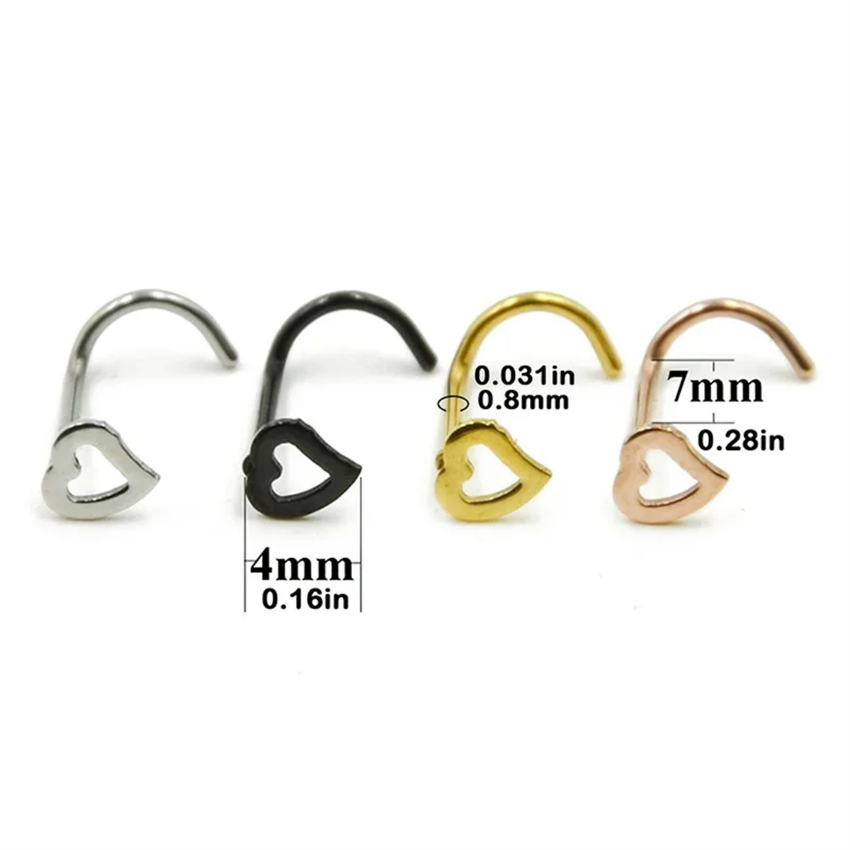 5pcs Fashion Hollow Heart Stai - Nostril Screw Pin recension och pris