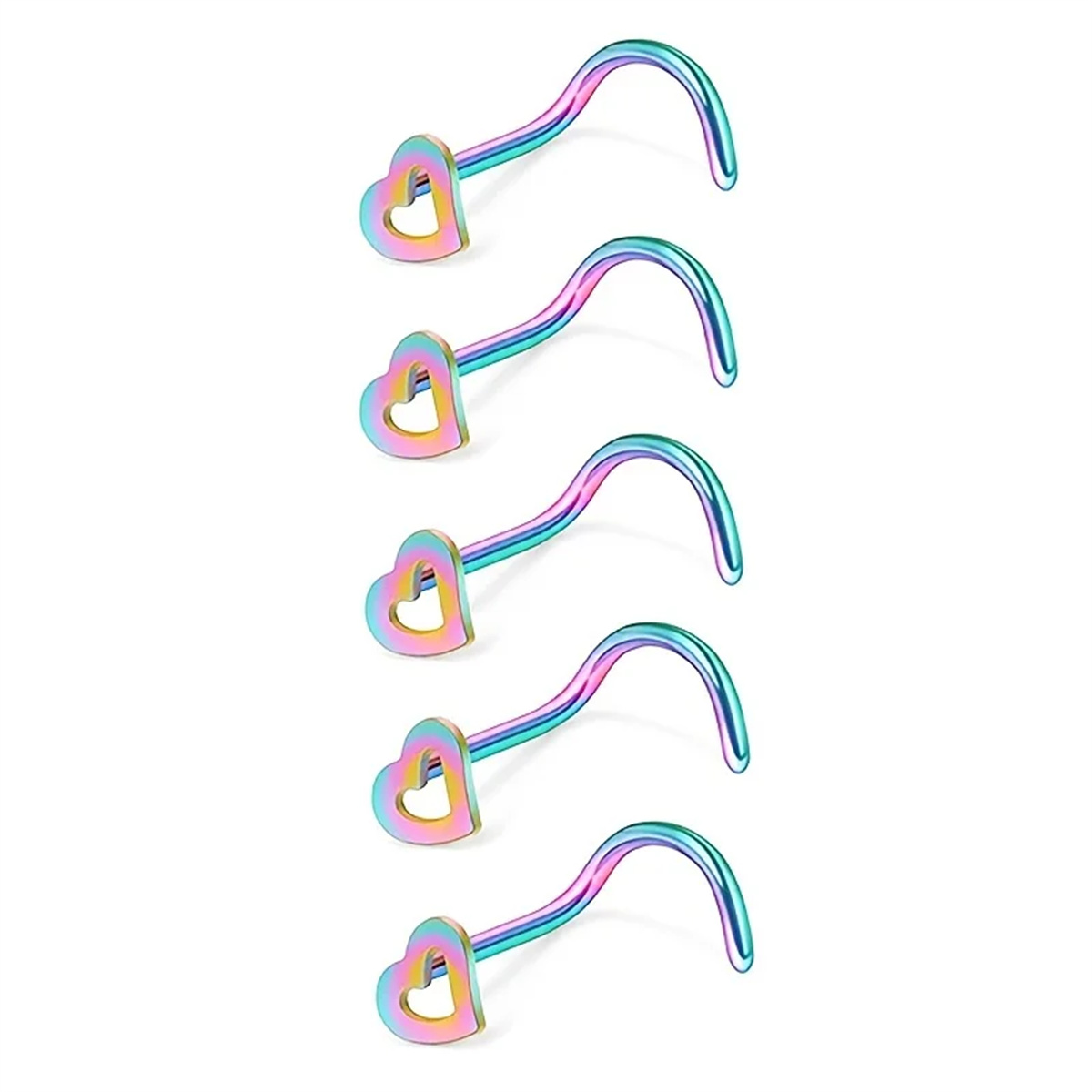5pcs Fashion Hollow Heart Stai - Nostril Screw Pin recension och pris