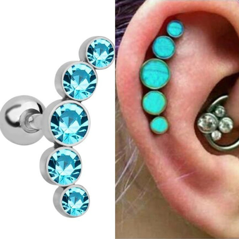 1Pcs Fashion 16G Crystal Gem O - Body Jewelry Ear Piercing recension och pris