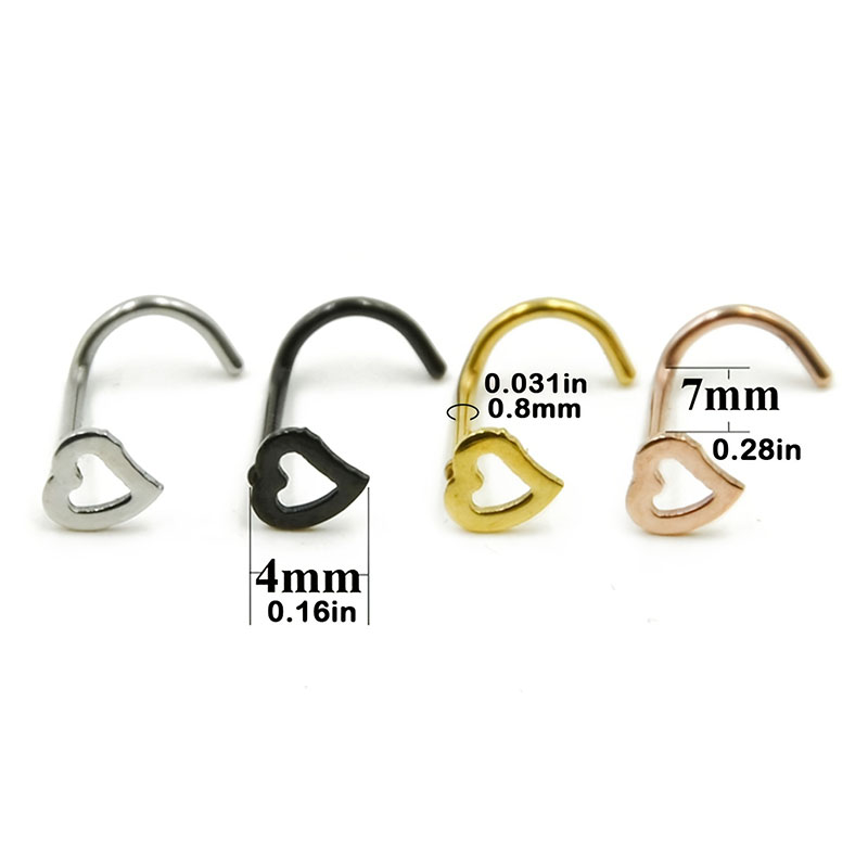 5pcs Hollow Heart Nose Stud Se - Nostril Screw Pin recension och pris