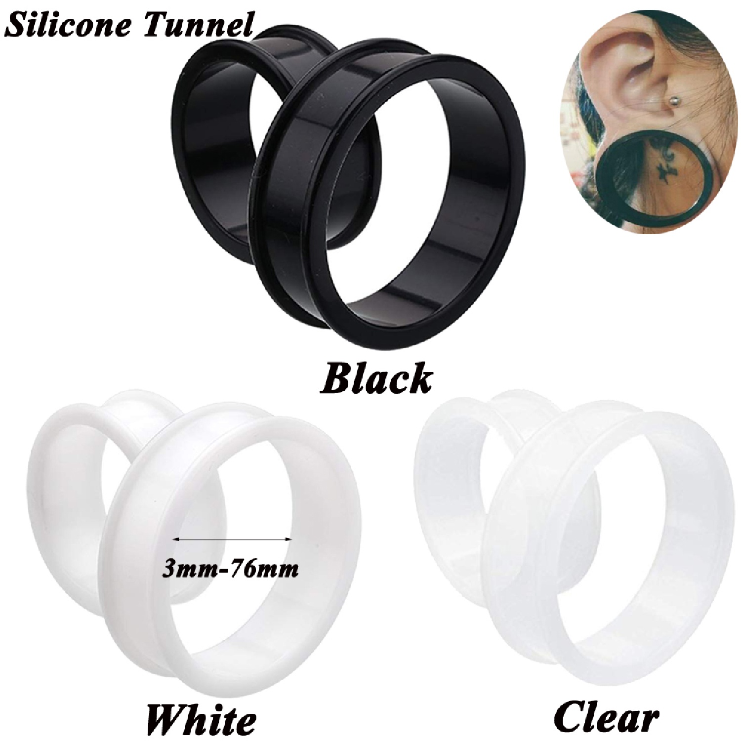 2pcs Supersize Flexible Silico - Body Jewelry Gauges recension och pris
