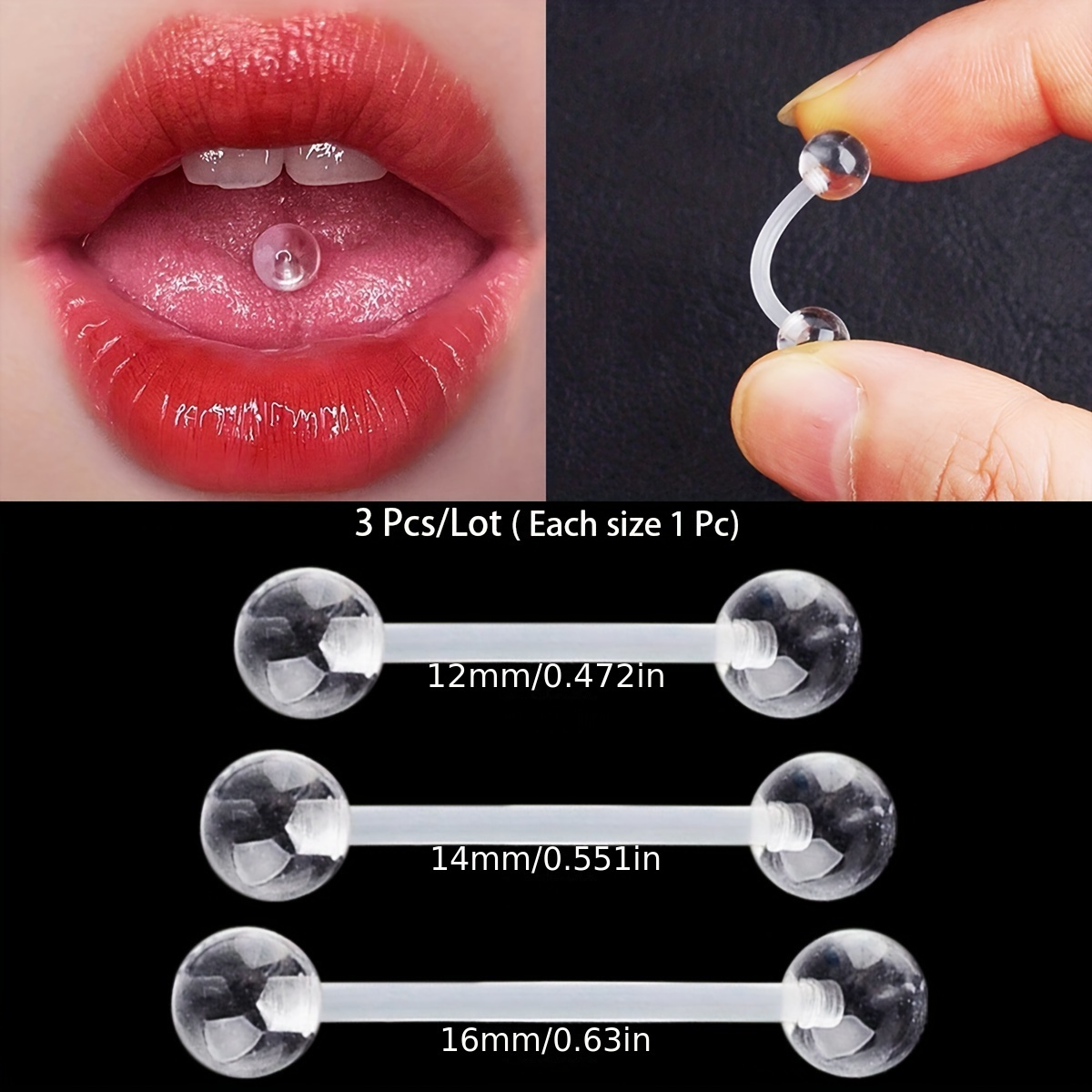 3pcs/Set (Each Size 1pc) Soft  - Body Jewelry Store recension och pris