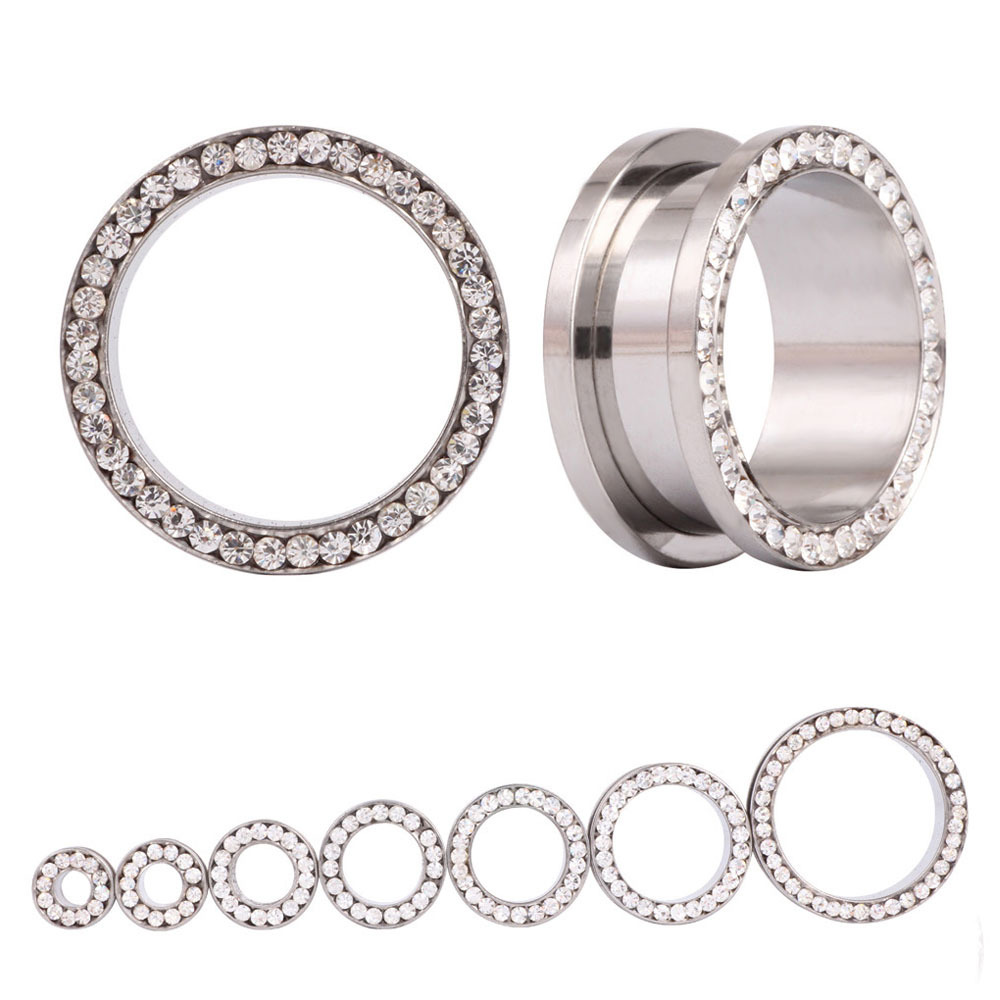 2 pcs/lot Crystal Ear Tunnel S - Body Jewelry Ear Plugs recension och pris