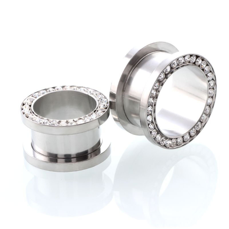2 pcs/lot Crystal Ear Tunnel S - Body Jewelry Ear Plugs recension och pris