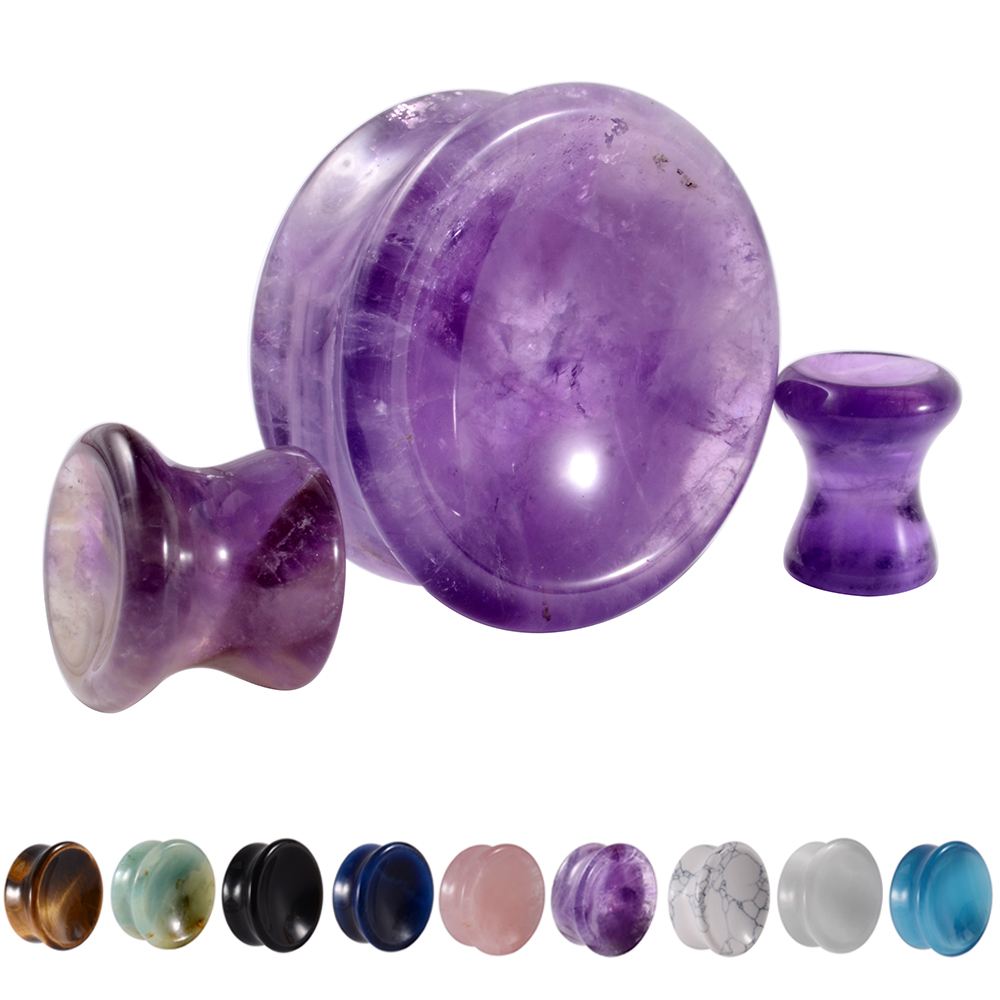 Pair Stone Ear Gauges Double F - Body Jewelry Ear Plugs recension och pris