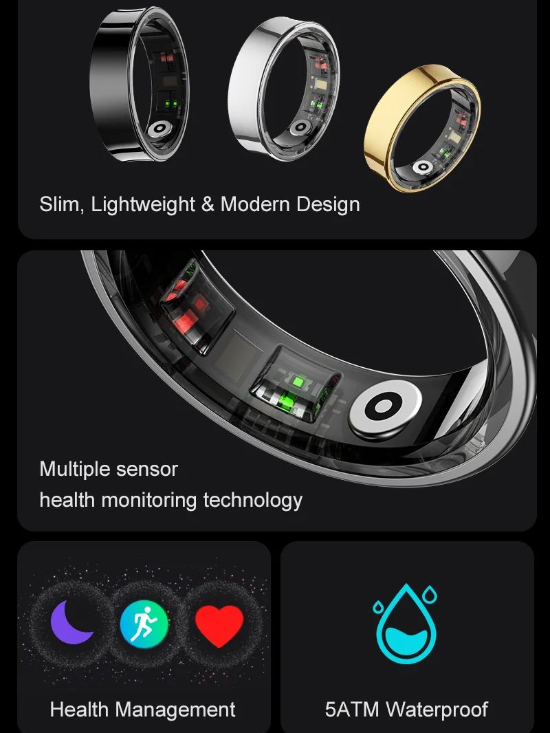 New Smart Ring R09 Health Moni - Daith Heart Ring recension och pris
