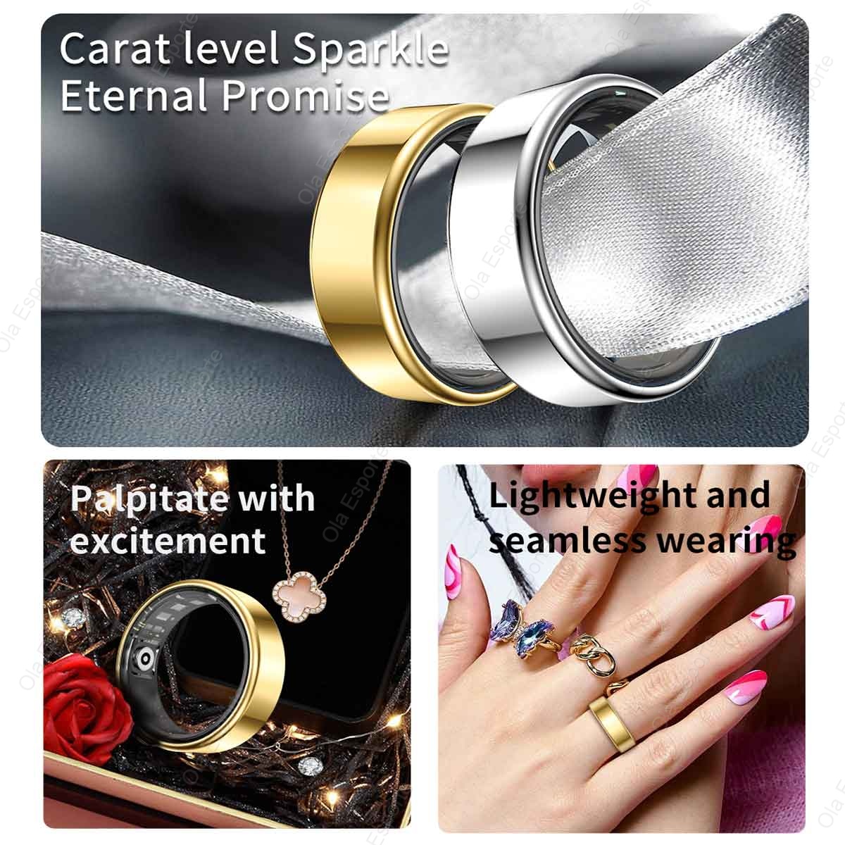 Titanium Alloy Smart Ring, Hea - Daith Heart Ring recension och pris
